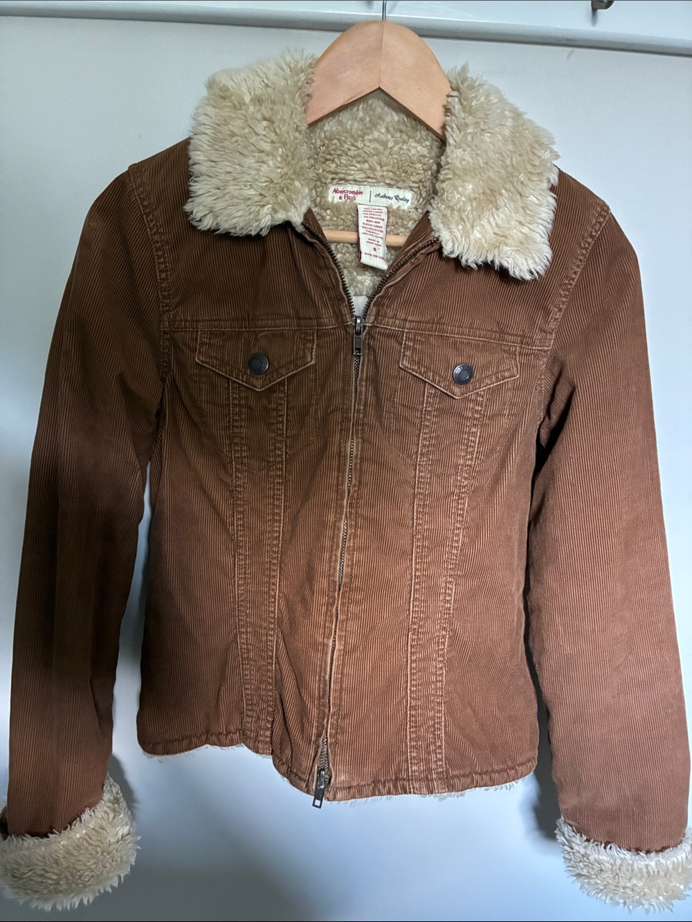 Abercrombie & Fitch Brown Corduroy Sherpa-Lined Jean Jacket
